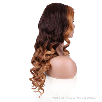 Wholesale Soft Beauty Straight Front Cheap 360 Full Lace Frontal with Baby Hair, 4x4 Closure Highlighted 100% Human Hair Wigs